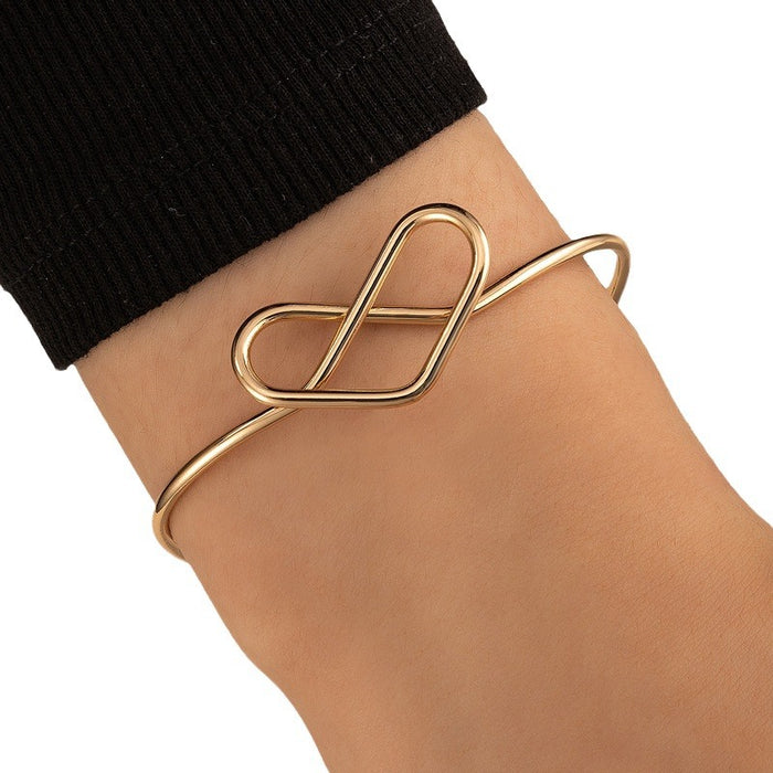 Minimalist Heart Ring Bracelet with Alloy Open Cuff for Men and Women