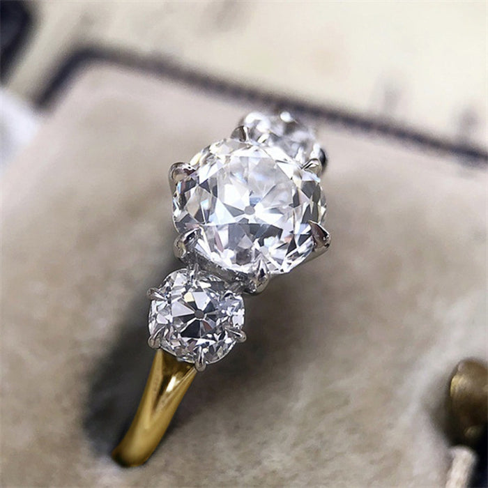 Two-color electroplated zircon ring for women ins new style ring jewelry