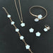Wholesale 5-piece set of five-petal flower necklace, bracelet, bangle, earrings, and ring - wallojewerly 