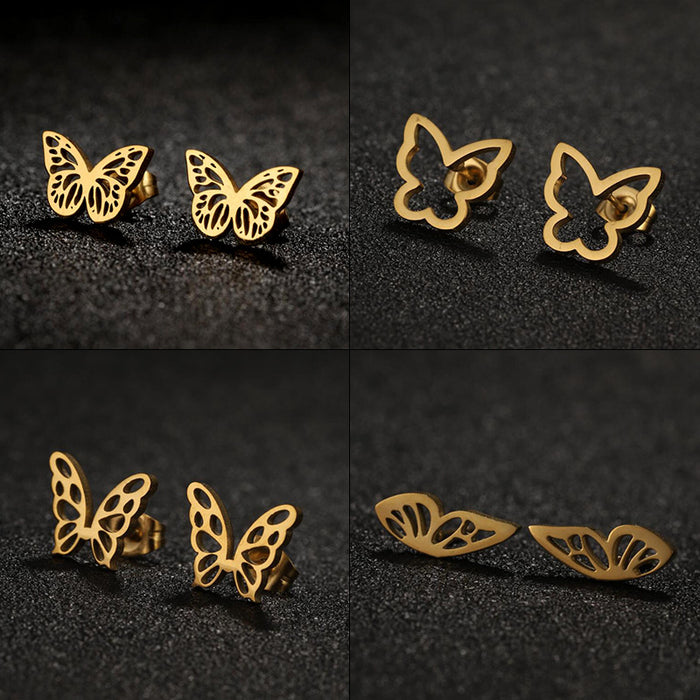 Butterfly Wing Stainless Steel Stud Earrings - Delicate and Elegant Jewelry for Any Occasion