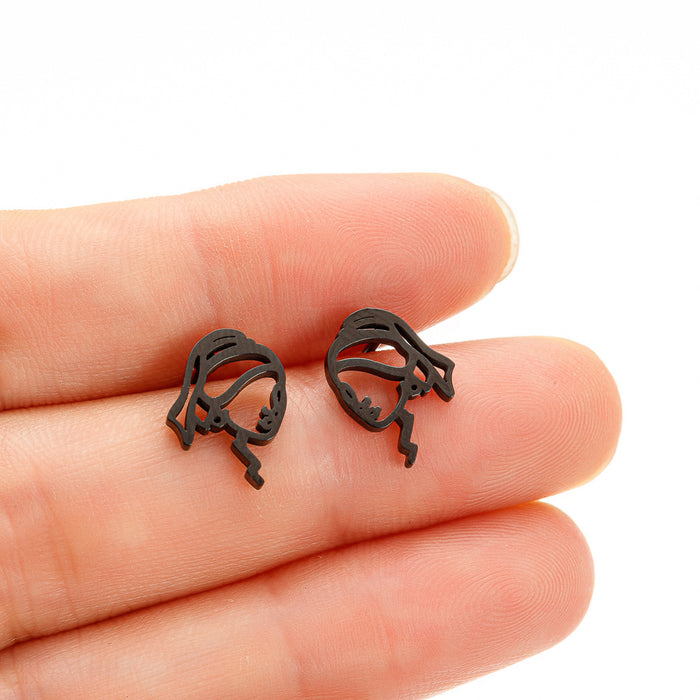 Abstract Face Stainless Steel Stud Earrings - Artistic and Unique Jewelry