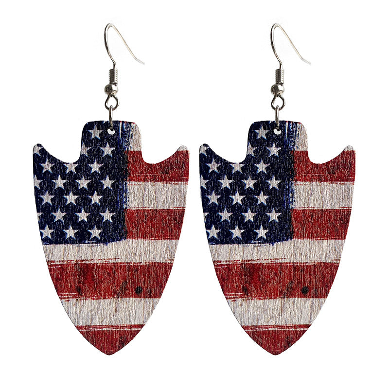 Wooden patriotic earrings