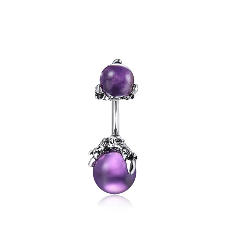 Purple Stainless Steel Butterfly Curved Barbells for Navel - wallojewerly 