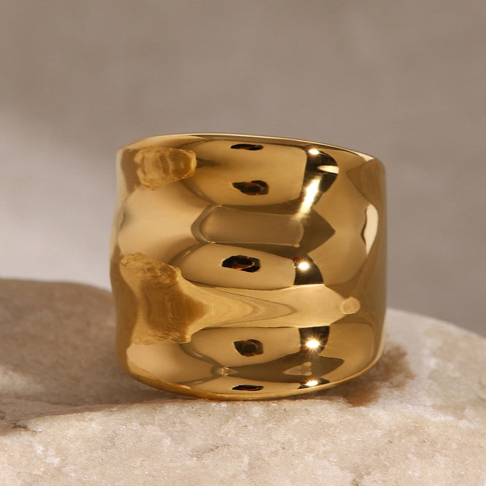 Double Layer 18K Gold Plated Stainless Steel Ring - Modern Design