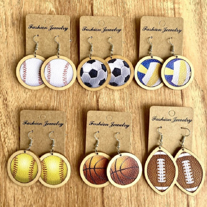 Wooden Rugby Earrings