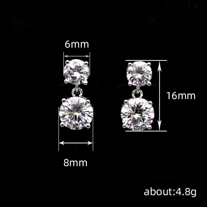 Simple round imitation moissanite earrings, elegant and small earrings