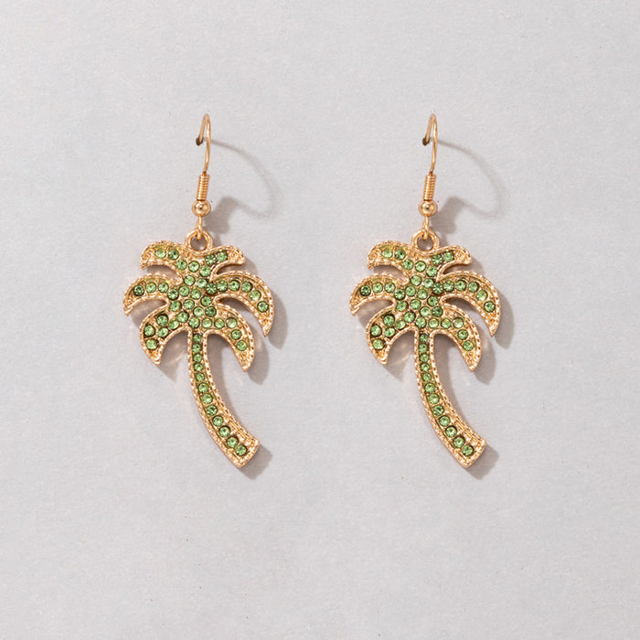 Pendientes con forma de cocotero con forma geométrica irregular y forma de diamante verde