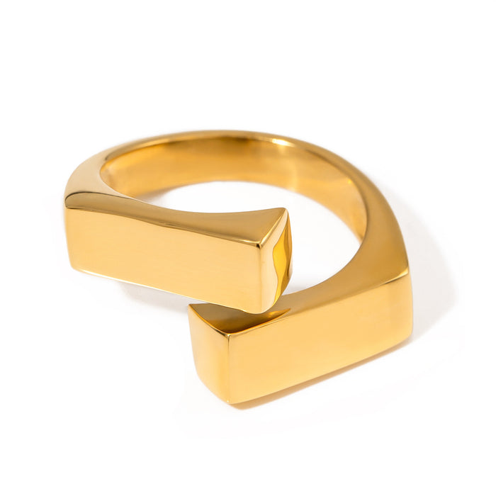 Minimalist 18K Gold Plated Stainless Steel Ring with Textured Finish