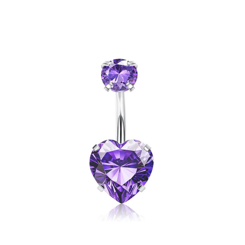 Purple Stainless Steel Butterfly Curved Barbells for Navel - wallojewerly 