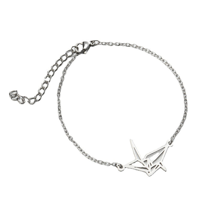 18K gold electroplated paper crane bracelet, simple cold style jewelry wholesale