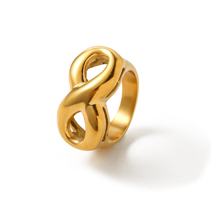 Minimalist 18K Gold Plated Stainless Steel Ring with Hollow Patterns