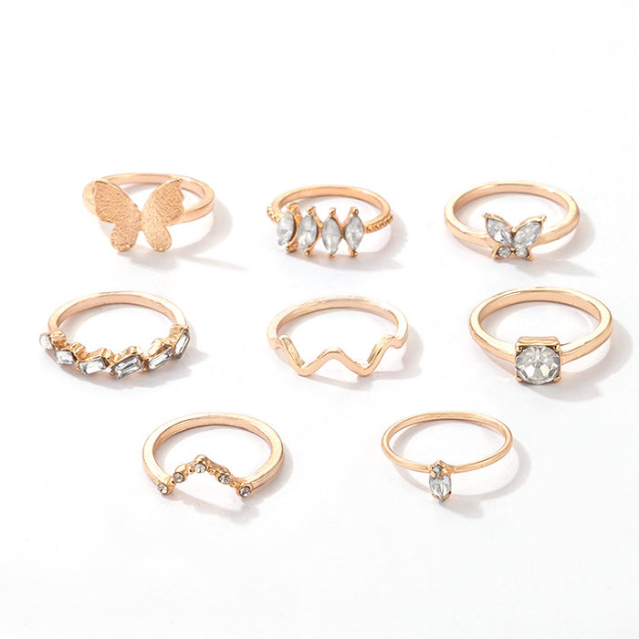 Juego de anillos con forma de mariposa: 8 anillos geométricos con forma de animal para mujer