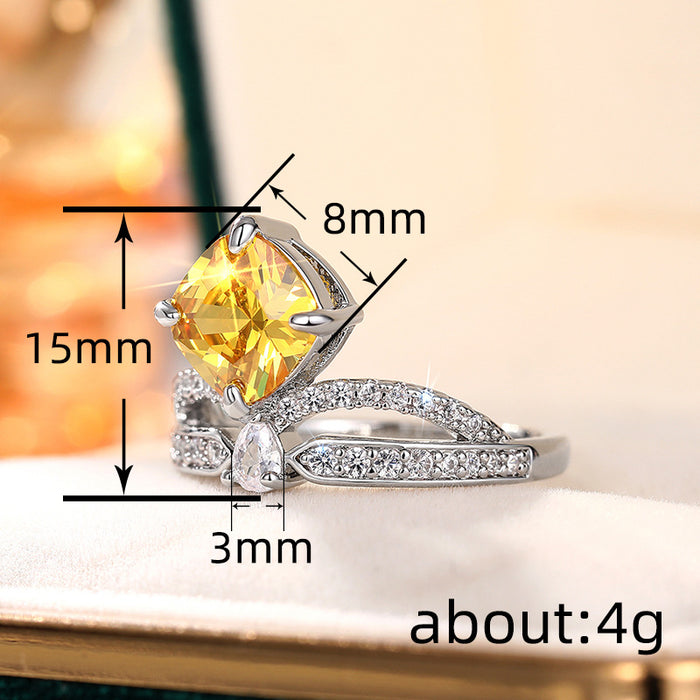 Zircon Crown Ring Luxury Queen Princess Water Drop Ring