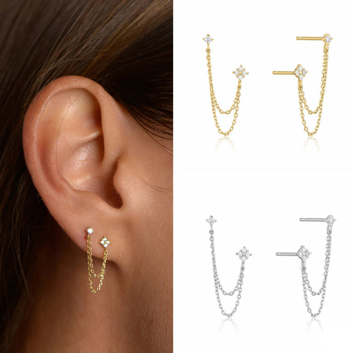 Chain tassel diamond earrings personality trend earrings