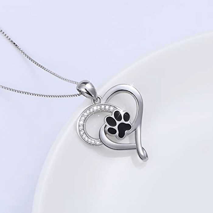 Cat's Paw Epoxy Heart Pendant Hollow Women's Necklace