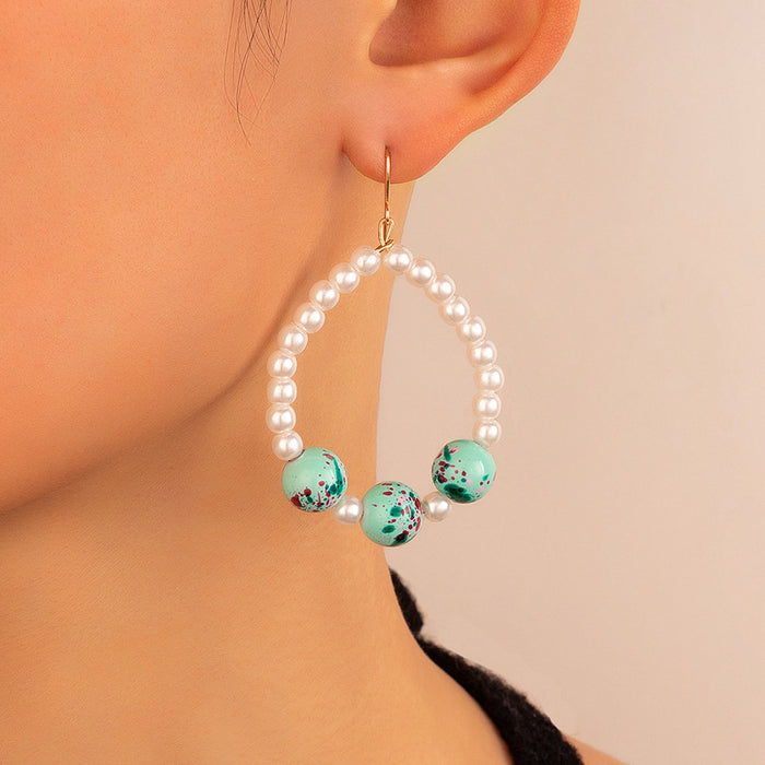 Pearl big circle simple exaggerated earrings