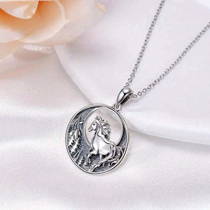 Forest Horse Vintage Necklace Earring Set