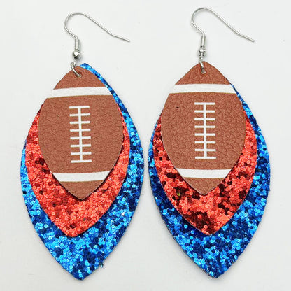 Sports Team Color Earrings with Cheerleading, Football, Baseball, and Softball Design