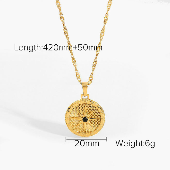 18K Gold-Plated Stainless Steel Crescent Moon Pendant Necklace - Women's Fashion Jewelry