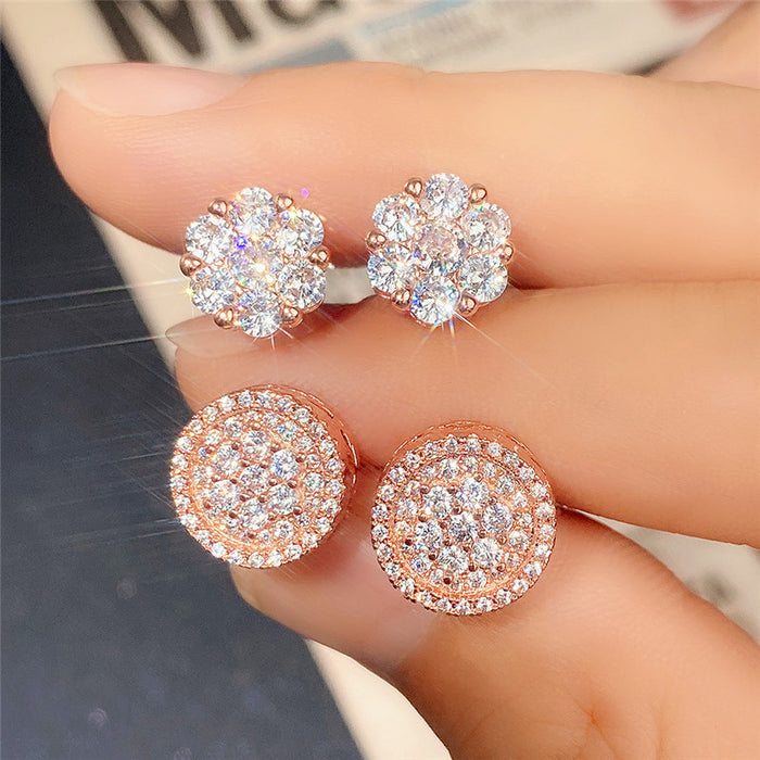 Floral zircon earrings versatile earrings for women