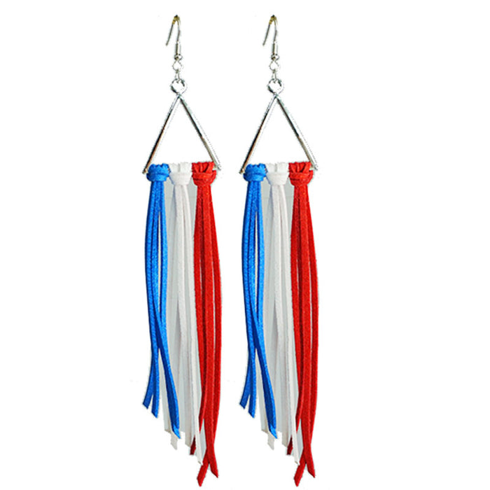 Patriotic Bohemian Tassel Earrings with Handcrafted Design for Independence Day