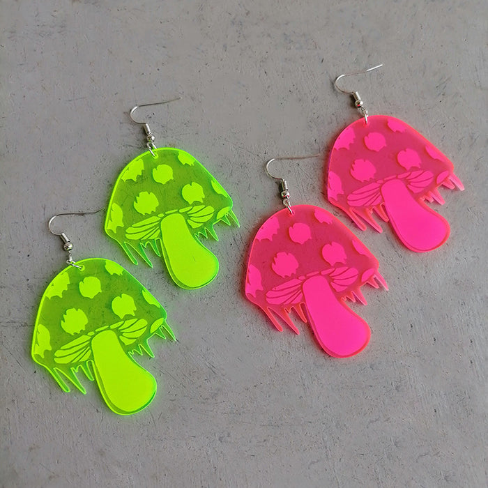 Green mushroom acrylic earrings