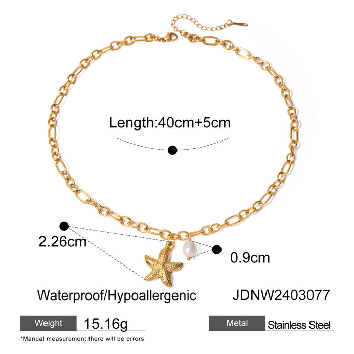 18K Gold Plated Stainless Steel Starfish, Shell, and Conch Bracelet - 2024 Summer Ocean Series Jewelry