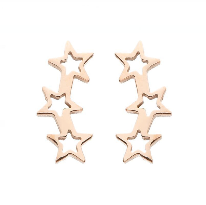 Black star and moon earrings, cross-border new stainless steel simple star and moon earrings personalized accessories wholesale