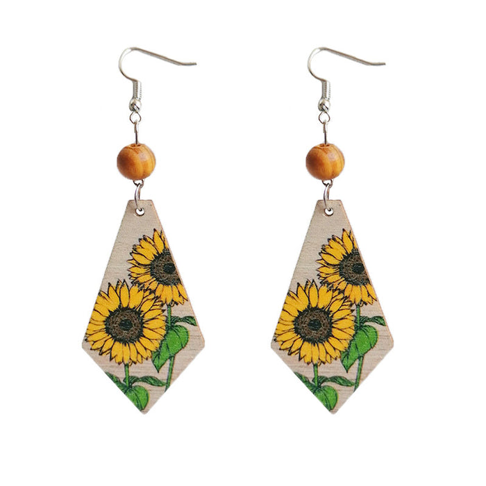 Sunflower Wooden Earrings