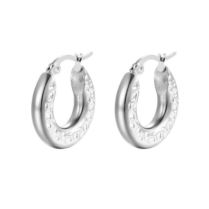 Round thick stainless steel earrings titanium steel trendy women's earrings