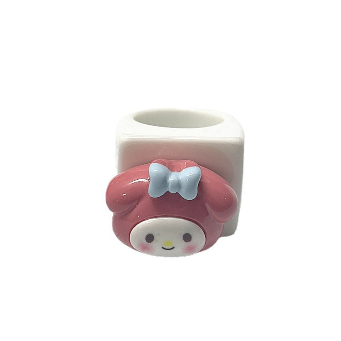 Colorful geometric bear resin closed ring