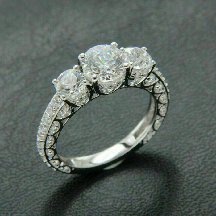 Anillo de compromiso de circonita con ocho corazones y ocho flechas, joyería de boda popular