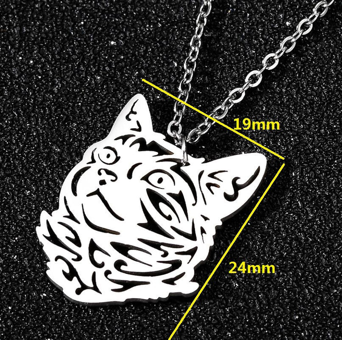 Kitten pet necklace, simple stainless steel animal clavicle chain ins niche design jewelry