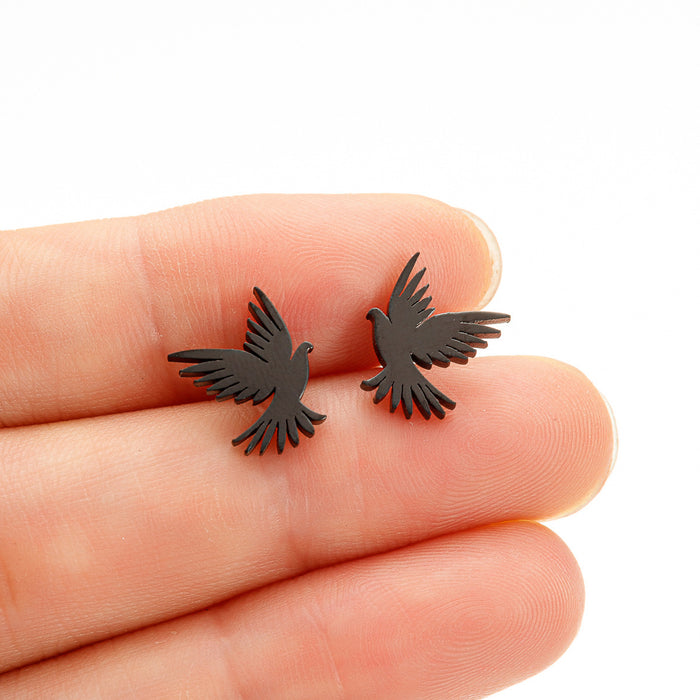 Eagle earrings, cross-border creative new punk style series hollow stainless steel bird earrings retro earrings