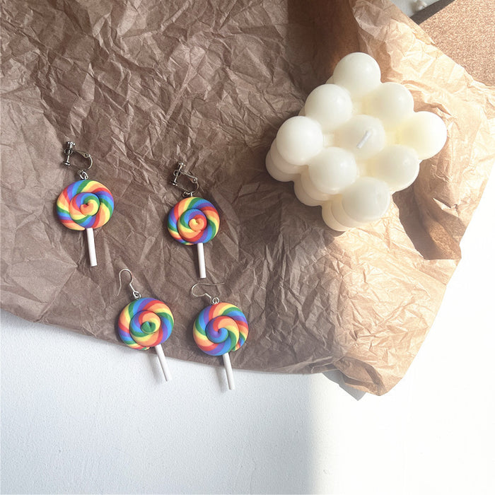 Lollipop earrings cute soft girly earrings no piercing ear clips