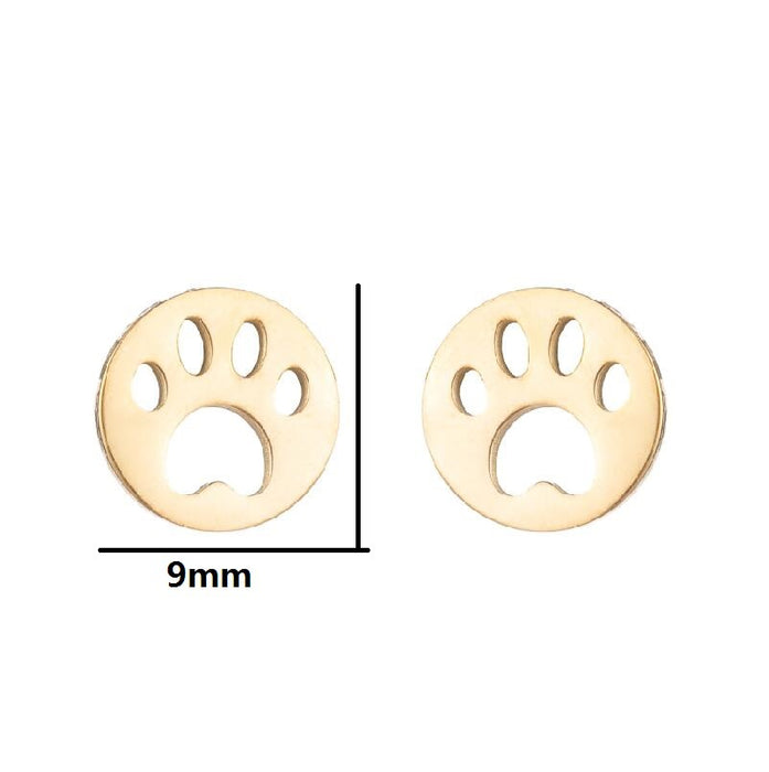 Paw Print Stainless Steel Stud Earrings - Cute and Playful Animal Jewelry