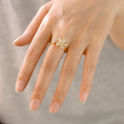 Wholesale copper diamond-set windmill rotating open ring - wallojewerly 