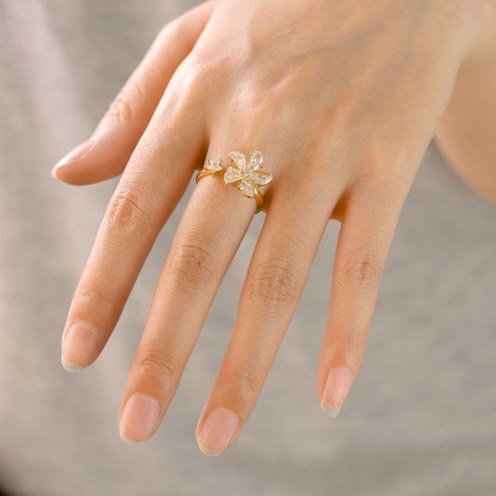 Wholesale copper diamond-set windmill rotating open ring