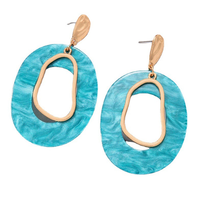 Japanese and Korean Hong Kong style temperament geometric earrings retro resin acrylic circle earrings for women