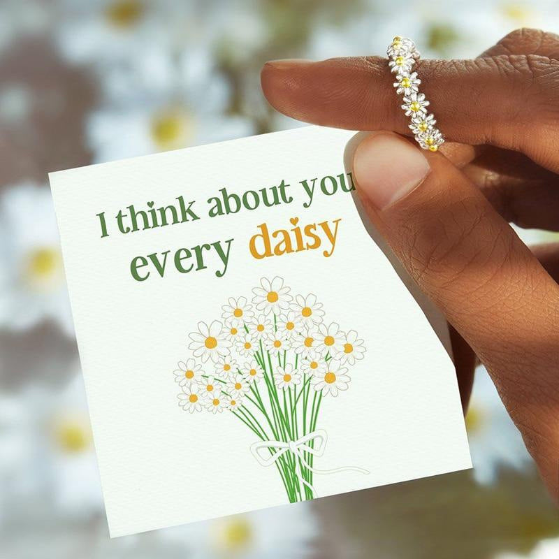 Small daisy flower ring summer two-color floral ring