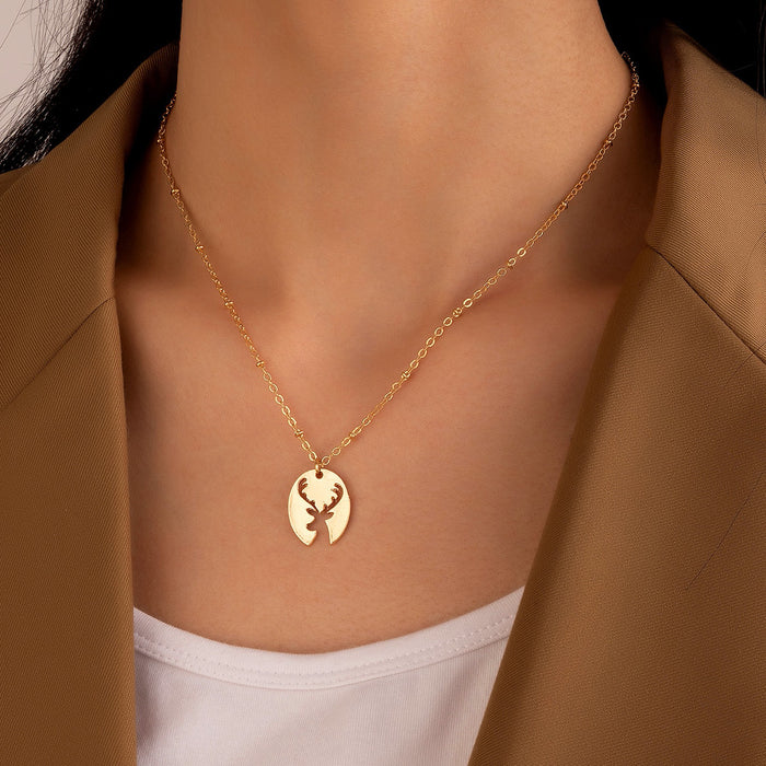 Deer Silhouette Pendant Necklace - Unique and Elegant Minimalist Design