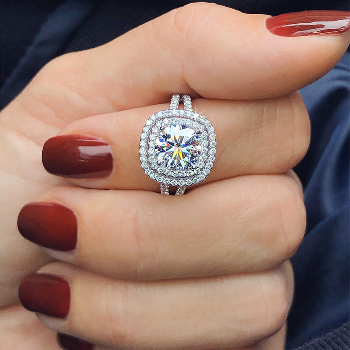 Internet celebrity live broadcast inlaid zircon ring fashion engagement ring