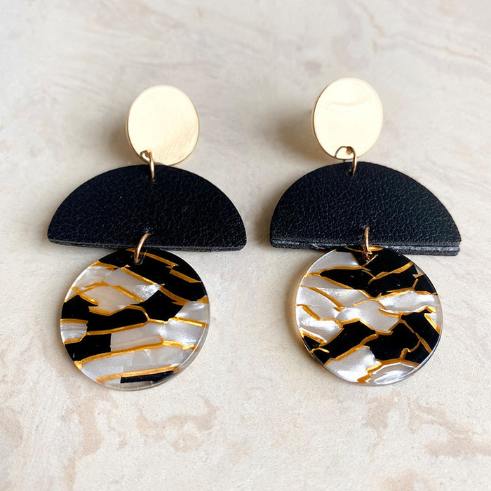 Printed acrylic splicing earrings