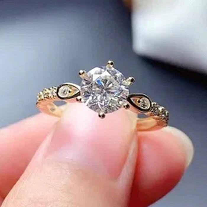 Anillo de bodas romántico con circonitas de ocho corazones y ocho flechas