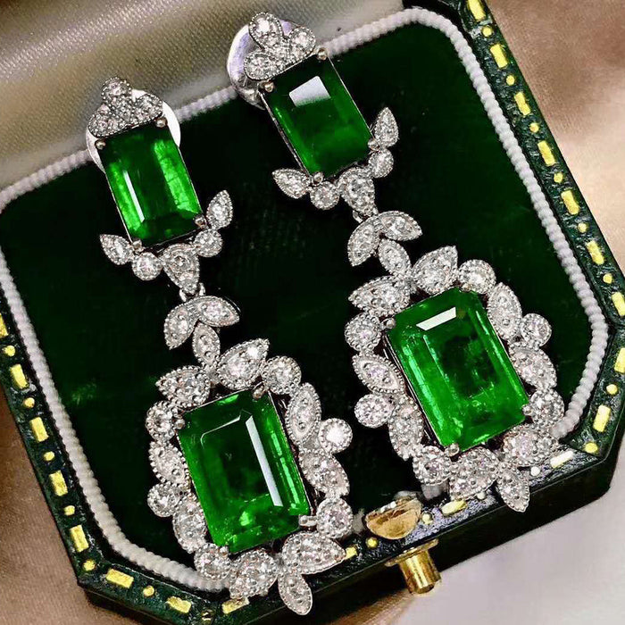 Pendientes de diamantes de imitación de princesa esmeralda para el día de San Valentín