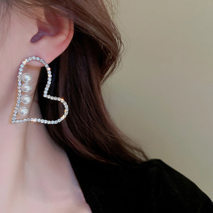 Imitation pearl earrings French hollow earrings personality fashion temperament earrings for women