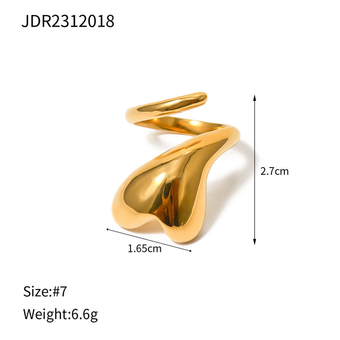 Adjustable 18K Gold Plated Stainless Steel Ring with Hollow Design