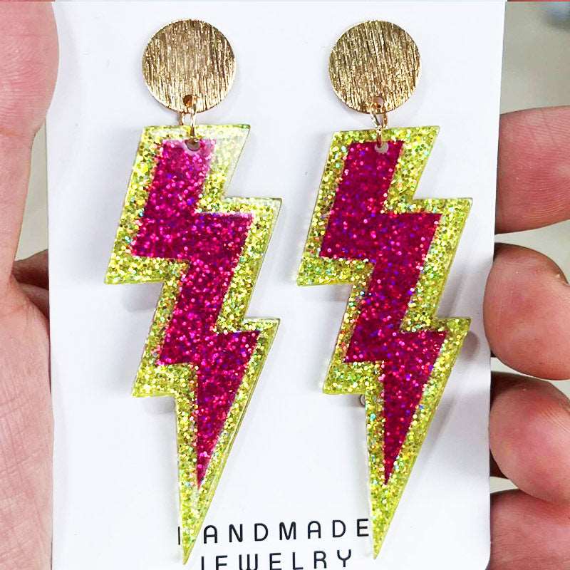 Fluorescent Acrylic Lightning Earrings