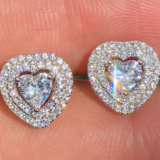 Korean style temperament mini heart-shaped earrings exquisite and small autumn and winter all-match earrings - wallojewerly 