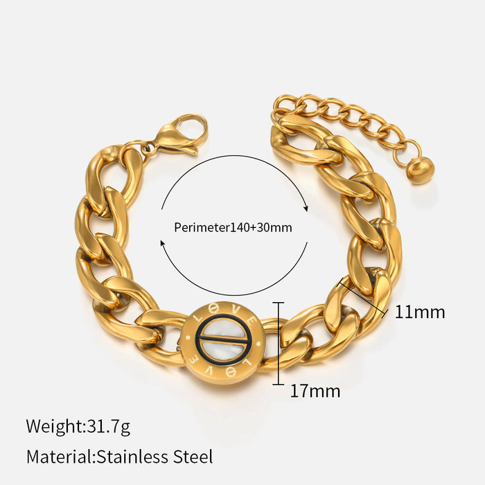 Stainless steel gold-plated geometric bracelet （Minimo de compra 2） - wallojewerly 